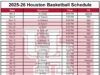 Programma della pallacanestro di Houston 2025-26 stampabile; Formato PDF, trasmissioni televisive