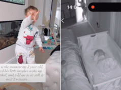 La bambina sente piangere il maschietto: la mamma cattura il momento più salutare in cam