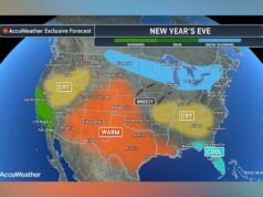 La mappa mostra il tempo di Capodanno in ogni stato