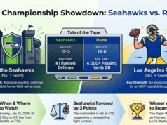 Anteprima della partita del campionato NFC 2026: Seahawks vs. Seahawks Rams: data, luogo, quote, incontri chiave e tabellone stampato
