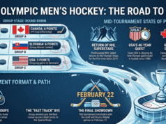 Programma e girone di hockey maschile delle Olimpiadi invernali 2026 – Aggiornamenti live USA vs Danimarca (14 febbraio), classifiche dei gironi, percorso verso l’oro + girone stampabile