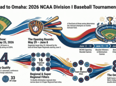 Programma del torneo di baseball della divisione I della NCAA 2026, girone e PDF stampabile – Regionali, super regionali, Men’s College World Series (Omaha)