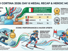 Riepilogo della sesta giornata delle Olimpiadi invernali 2026 – Momenti salienti e storie dagli Stati Uniti Chloe Kim Silver in Halfpipe Upset, Diggins Bronze Grit, Italia Host Surge (Riepilogo del 12 febbraio)