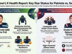 Aggiornamenti sugli infortuni del Super Bowl LX e stato dei giocatori: giocatori chiave di Patriots vs Seahawks (Emmanwori Ankle, Darnold Oblique, Maye Spalla e altri)