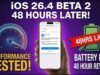 iOS 26.4 Beta 2 vs Beta 1: modifiche a batteria, Geekbench e bug