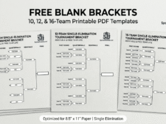 Staffe da torneo vuote: modelli PDF stampabili per 10, 12 e 16 squadre