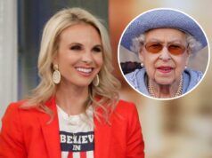 Elisabeth Hasselbeck in un abbraccio “goffo” con la regina Elisabetta II