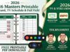 Segnapunti stampabile del Masters 2026, palinsesto TV e campo completo del torneo