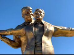 La statua in stile Titanic di Trump ed Epstein suscita entusiasmo per la guerra tra Stati Uniti e Iran