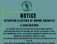 ANNUNCIO: Attenzione agli elettori di Morne Rachette e Coulibistrie