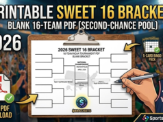 Staffa stampabile Sweet 16: PDF vuoto del torneo NCAA a 16 squadre
