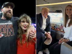 Travis Kelce chiacchiera con la nipote di Donald Trump