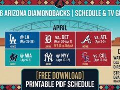 Programma 2026 degli Arizona Diamondbacks: risultati, guida TV e PDF stampabile