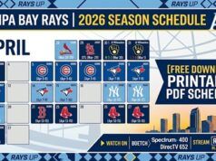 Programma 2026 dei Tampa Bay Rays: risultati, guida TV e PDF stampabile