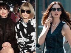 Anne Hathaway spiega la famosa foto di se stessa seduta accanto ad Anna Wintour con indosso un abito “Il diavolo veste Prad”.
