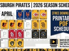 Programma 2026 dei Pittsburgh Pirates: risultati, guida TV e PDF stampabile